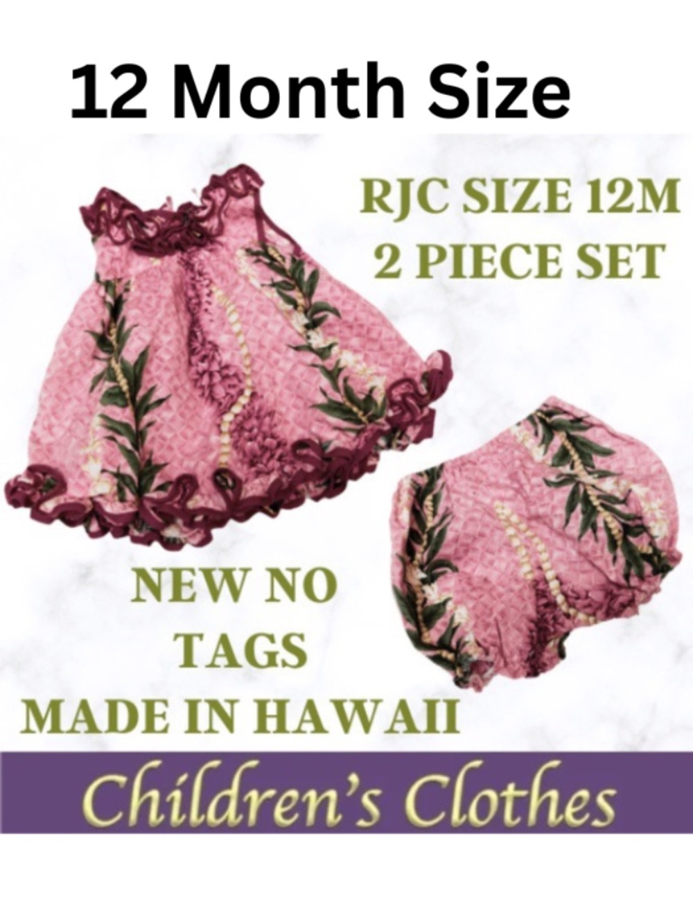 RJC 2 Piece 12M Sleeveless Dress - New Without Tag